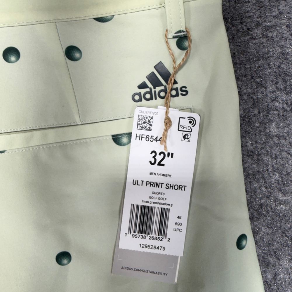Adidas Ultimate Print Golf Shorts Mens 32 Linen Green Golf Ball Pattern HF6544 - Picture 9 of 14